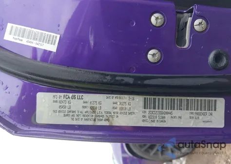 2016 Dodge Challenger Srt Hellcat из США, поврежденный, VIN 2C3CDZC93GH200445